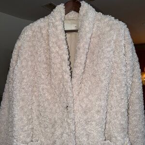 Wilfred Cream Plush Teddy Jacket - Open Front Cozy Coat